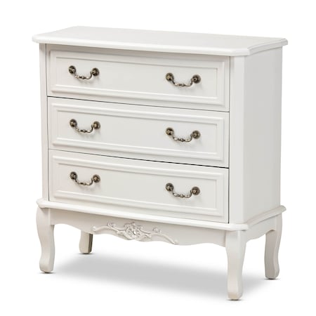 Baxton Studio Gabrielle White-Finished 3-Drawer Wood Dresser 162-10261